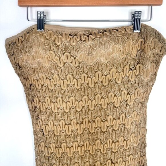 Cache Gold Metallic Strapless Mini Dress Formal Womens Size 14 - Picture 7 of 9